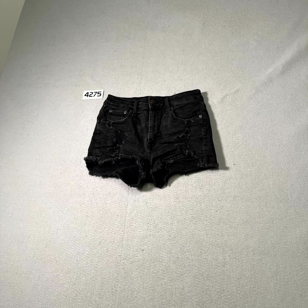 Vintage Aeropostale Shorty Shorts Womens 4 Black Denim Cotton‎ Stretch High Rise